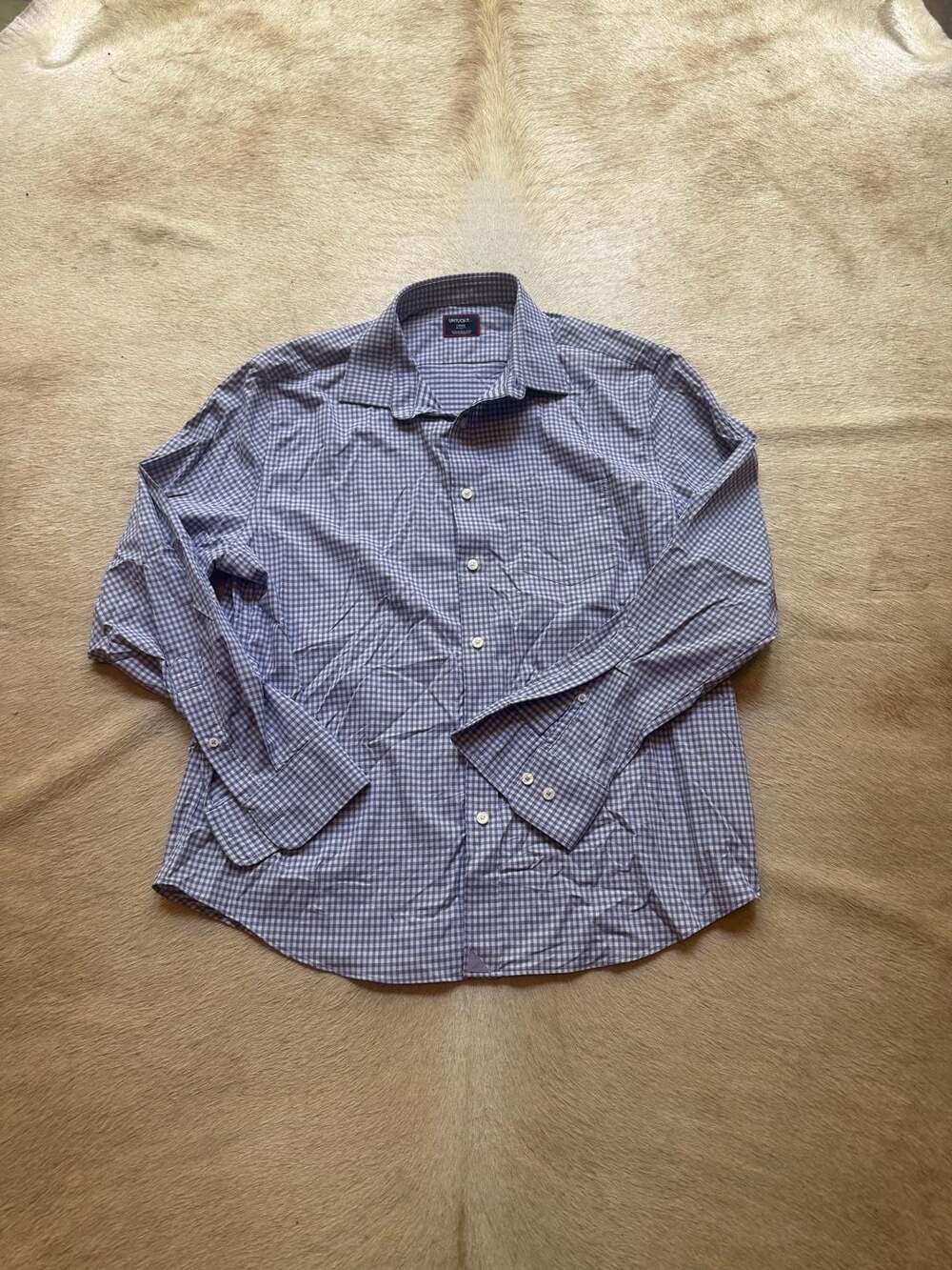 Untuckit Men's Purple Plaid Long Sleeve Button-Up Shirt Size L